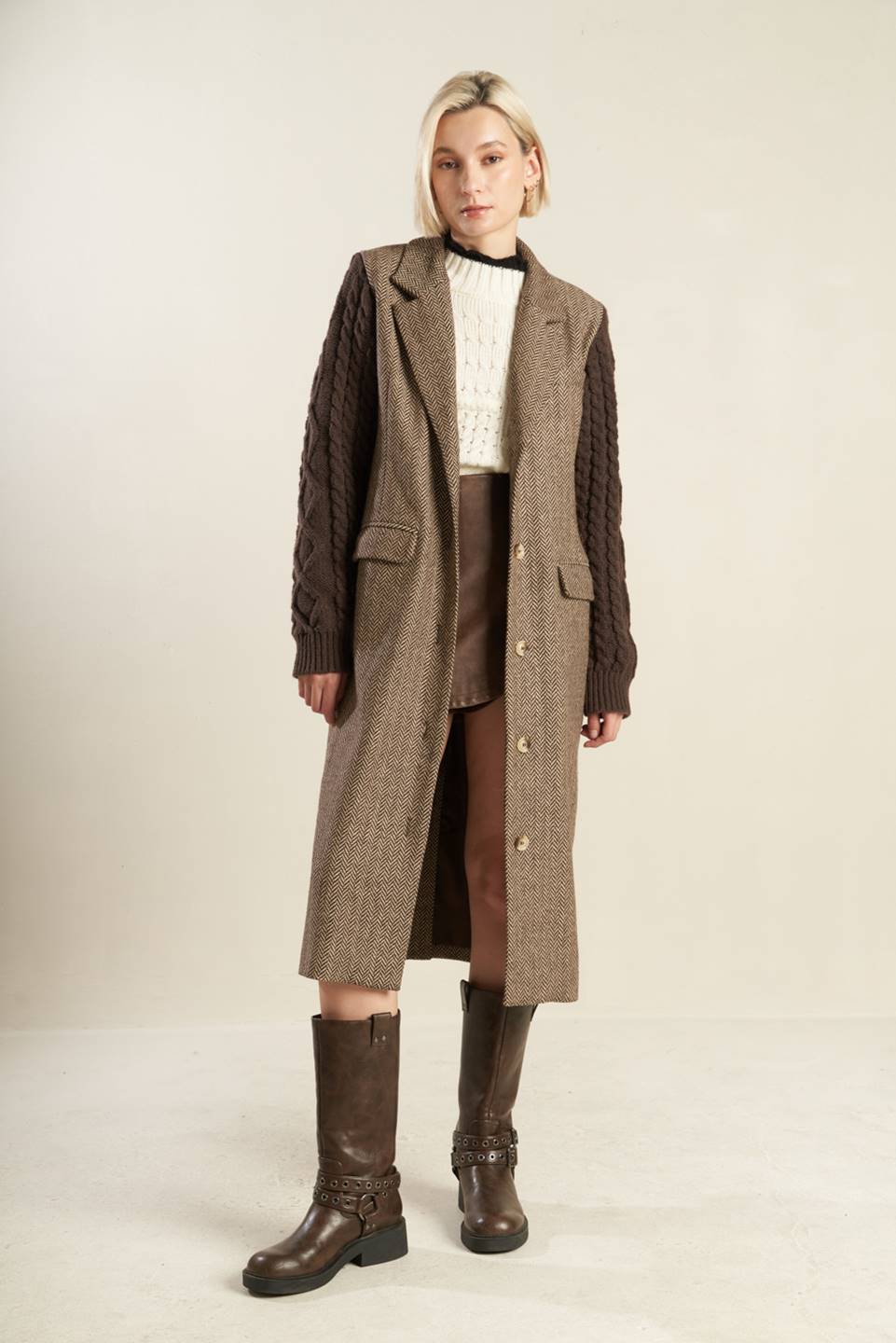 SPLASH OF JOY TWEED SWEATER COMBINATION COAT - Mack & Harvie