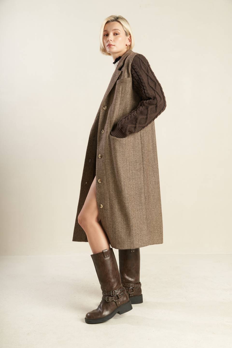 SPLASH OF JOY TWEED SWEATER COMBINATION COAT - Mack & Harvie