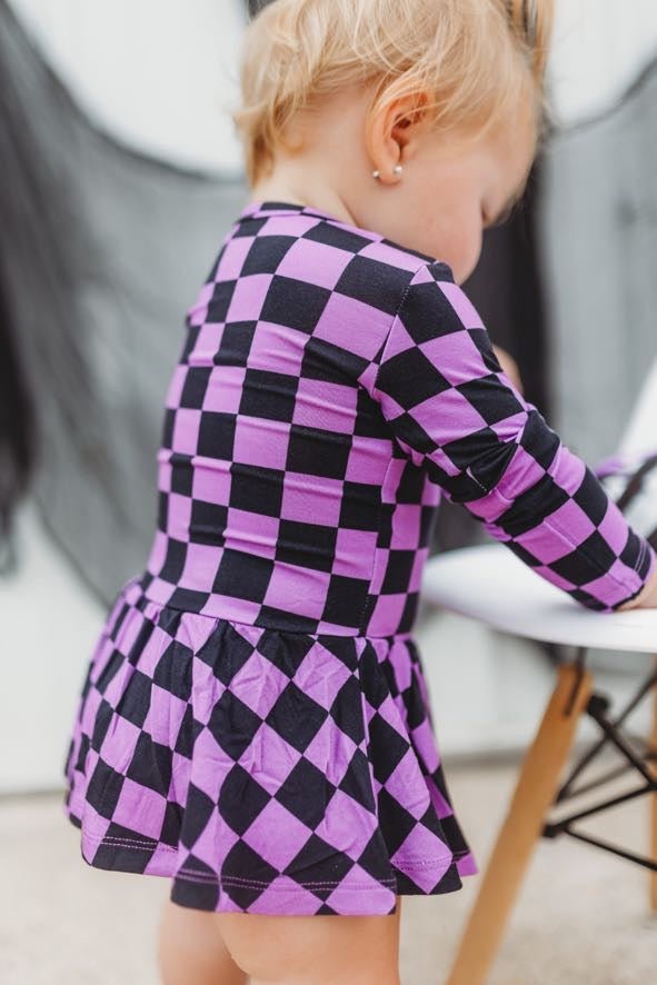 SPOOKY CHECKERS DREAM BODYSUIT DRESS - Mack & Harvie