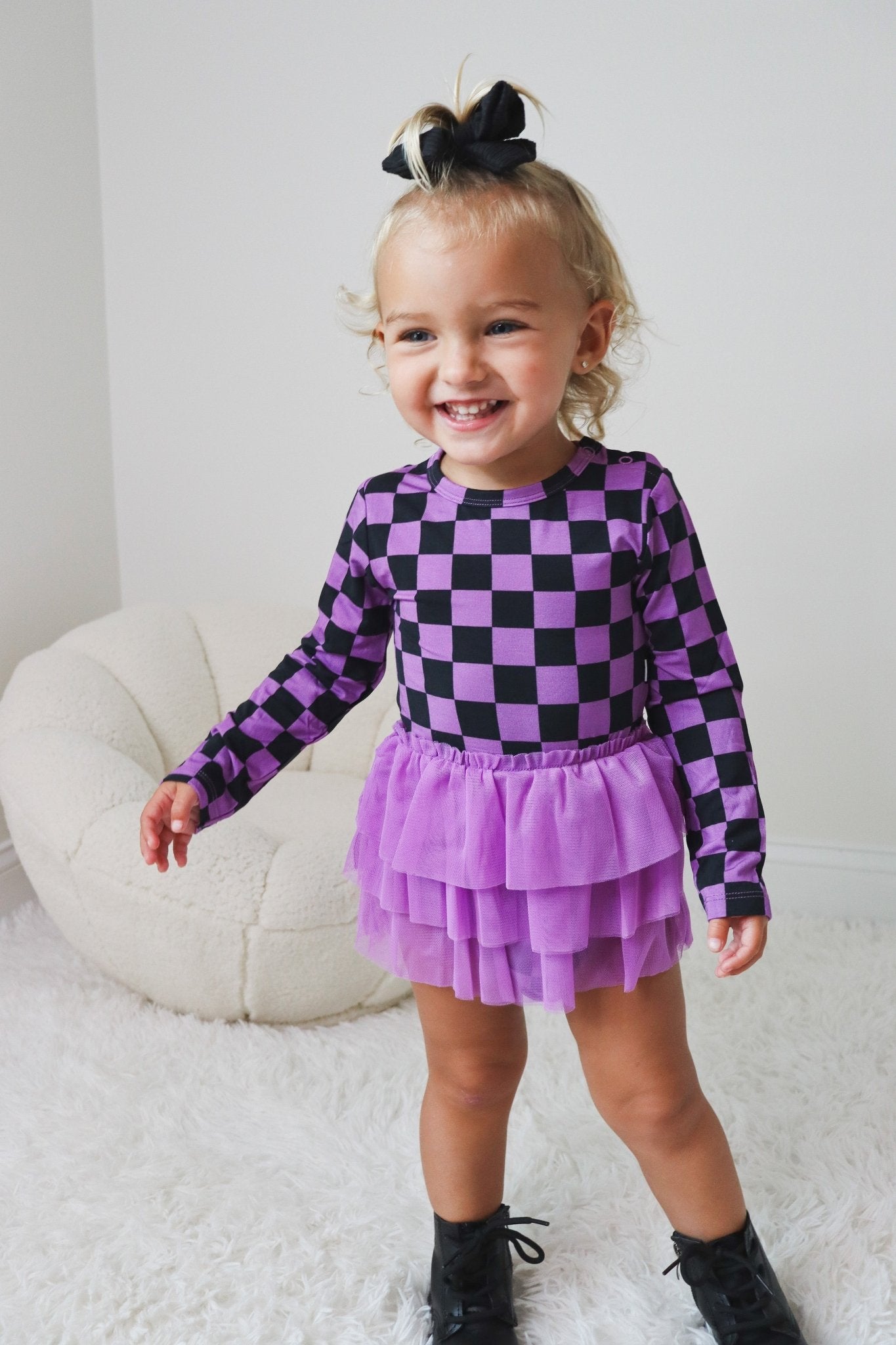 SPOOKY CHECKERS DREAM TUTU BODYSUIT DRESS - Mack & Harvie