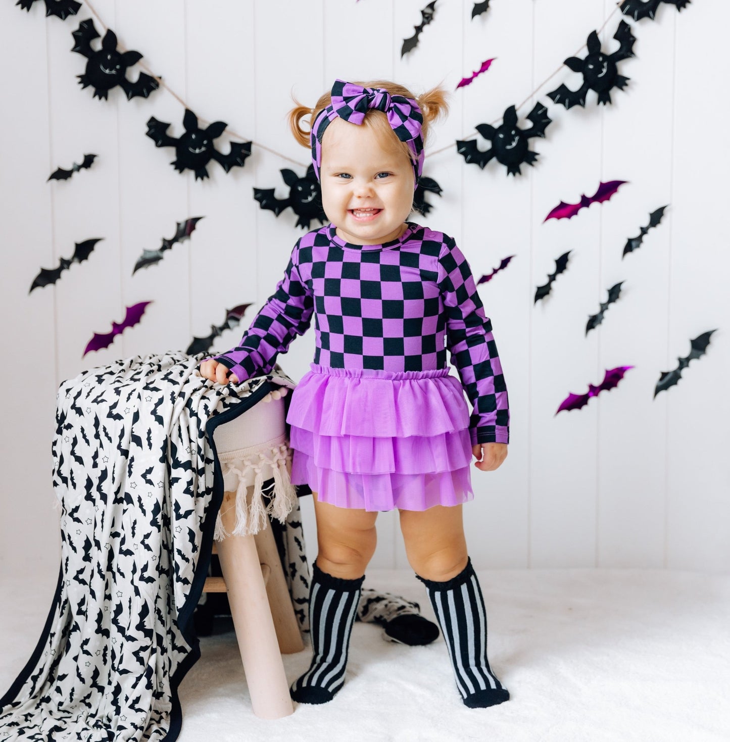 SPOOKY CHECKERS DREAM TUTU BODYSUIT DRESS - Mack & Harvie