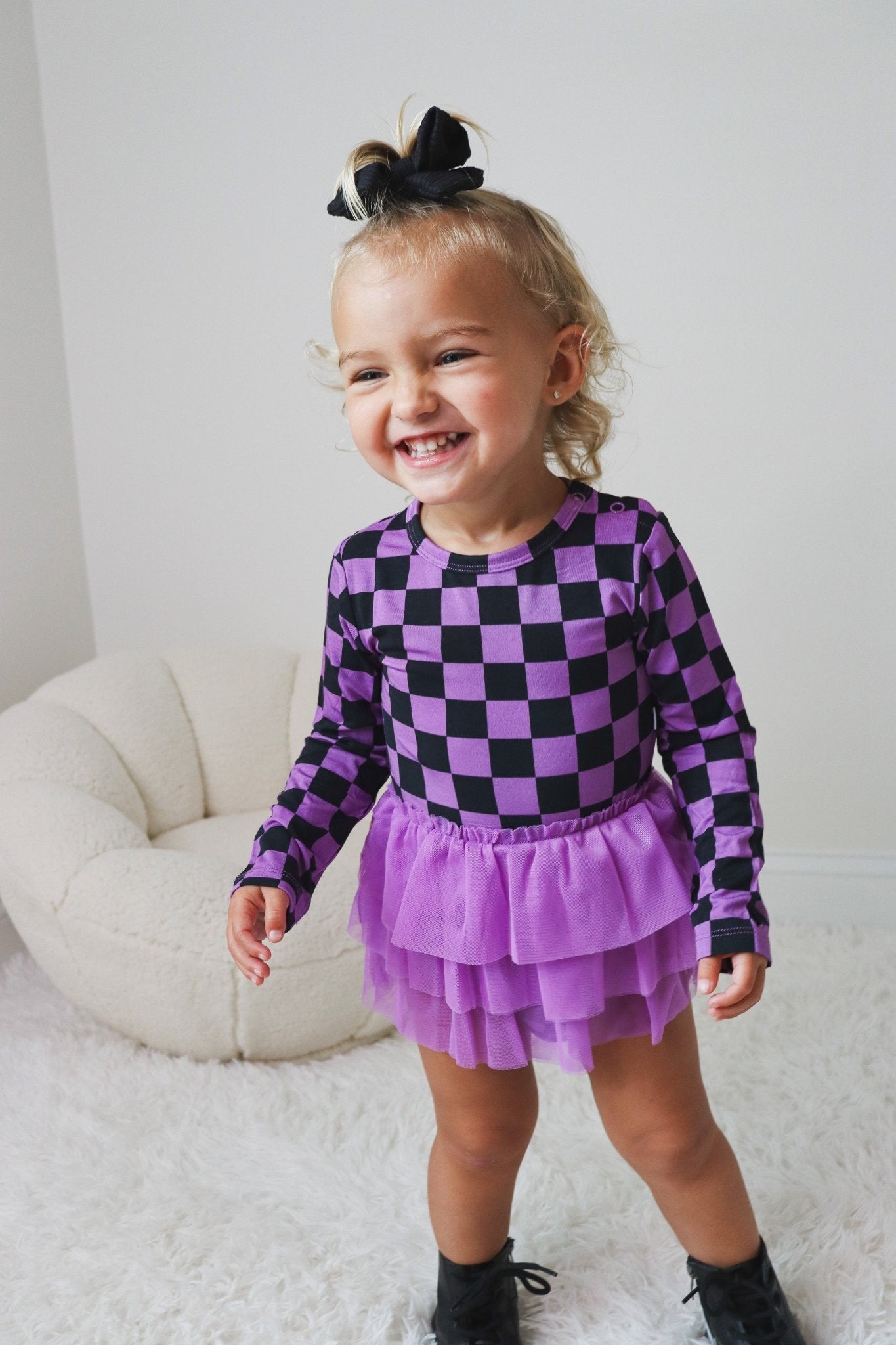 SPOOKY CHECKERS DREAM TUTU BODYSUIT DRESS - Mack & Harvie