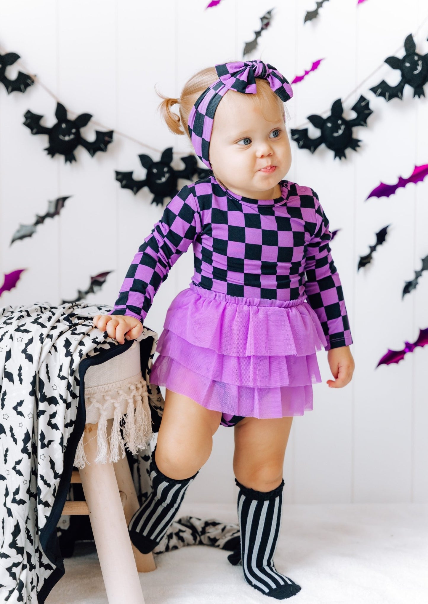 SPOOKY CHECKERS DREAM TUTU BODYSUIT DRESS - Mack & Harvie