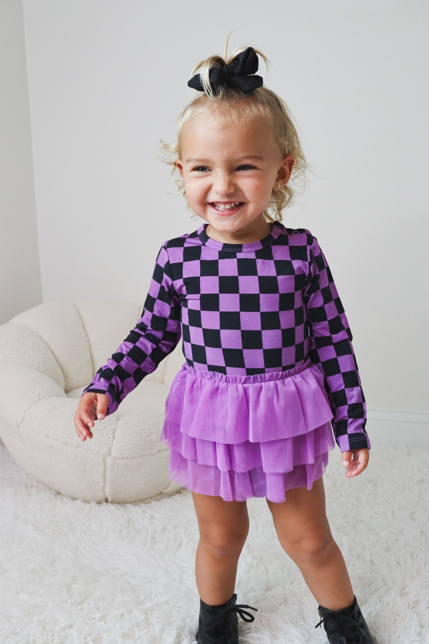 SPOOKY CHECKERS DREAM TUTU BODYSUIT DRESS - Mack & Harvie