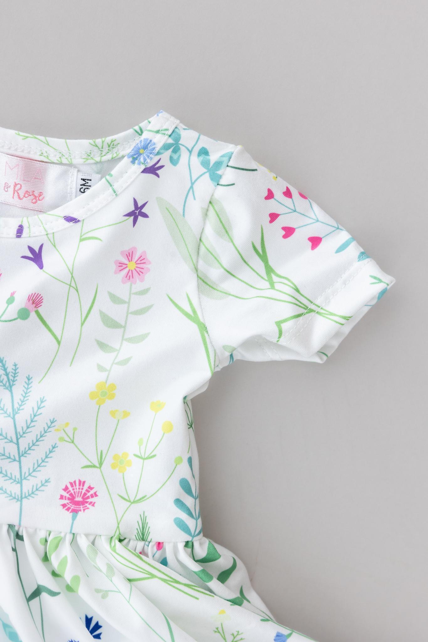 Spring Dandelion Floral S/S Twirl Bodysuit - Mack & Harvie