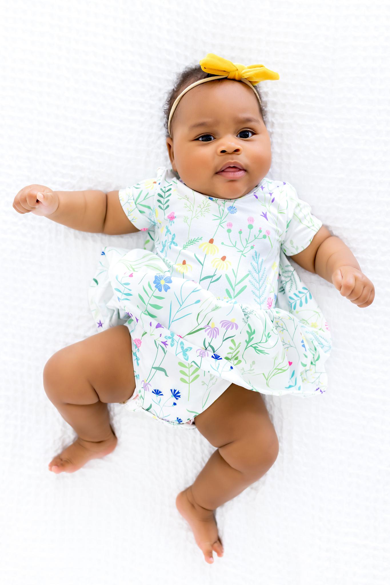 Spring Dandelion Floral S/S Twirl Bodysuit - Mack & Harvie