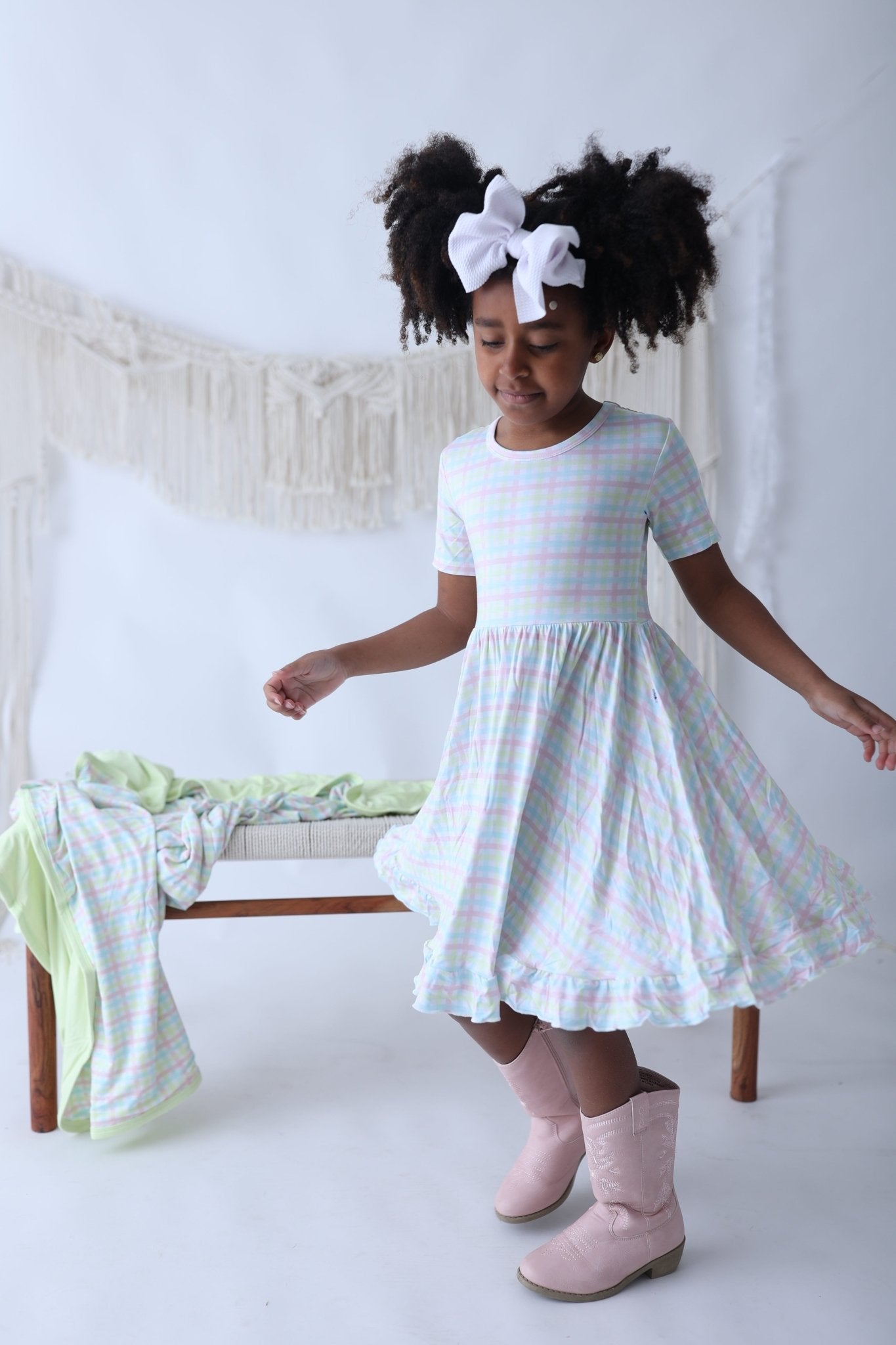 SPRING GINGHAM DREAM RUFFLE DRESS - Mack & Harvie