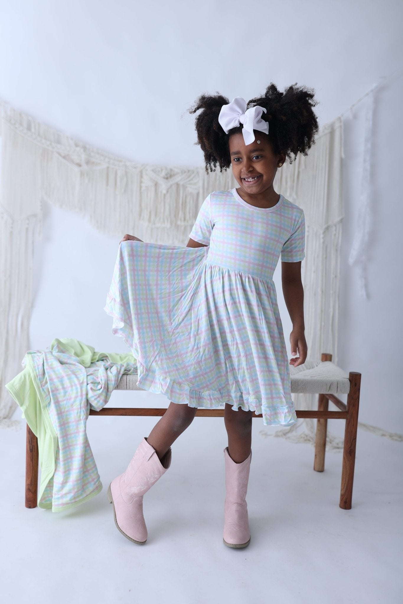 SPRING GINGHAM DREAM RUFFLE DRESS - Mack & Harvie