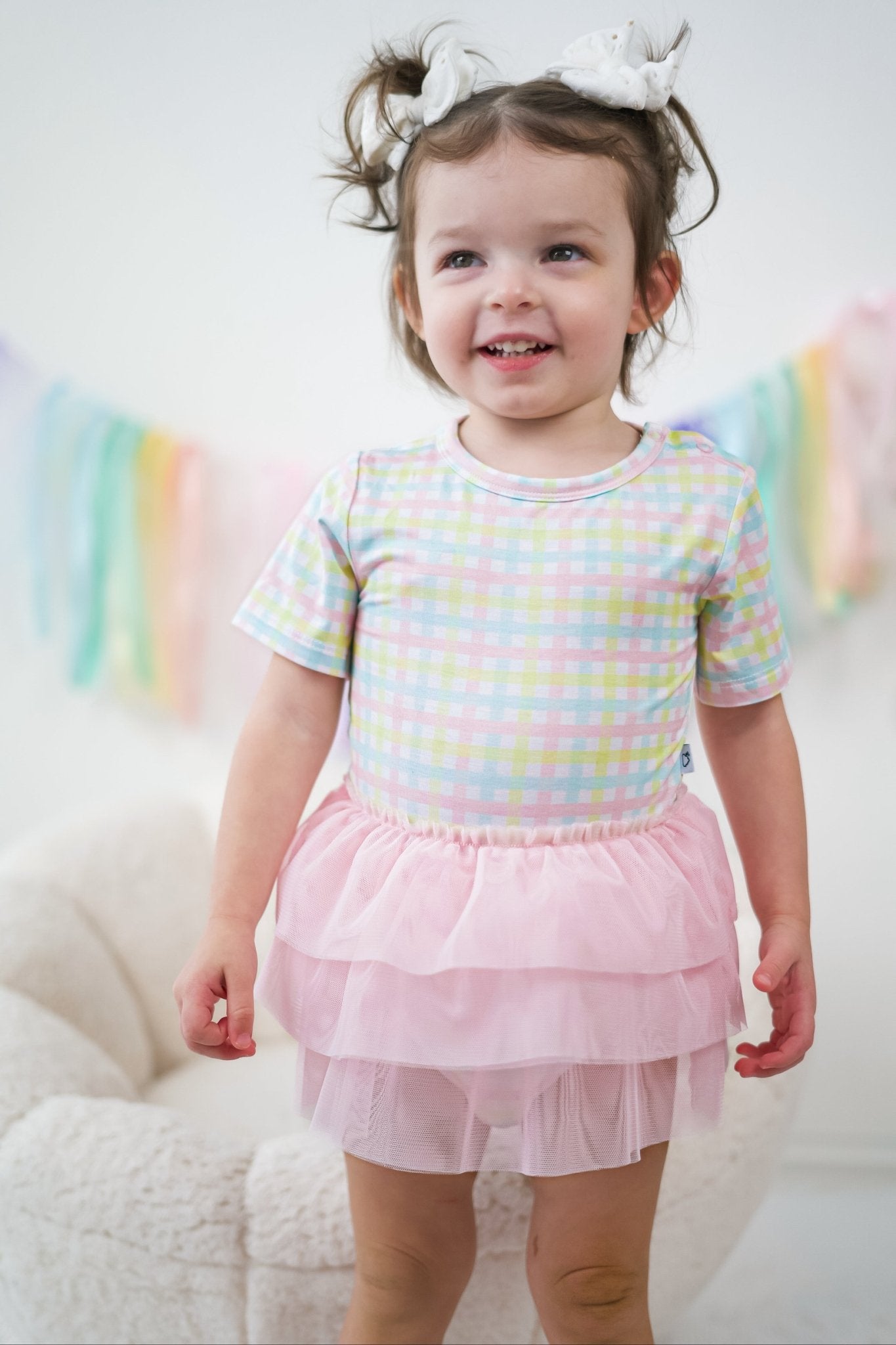 SPRING GINGHAM DREAM TUTU BODYSUIT DRESS - Mack & Harvie