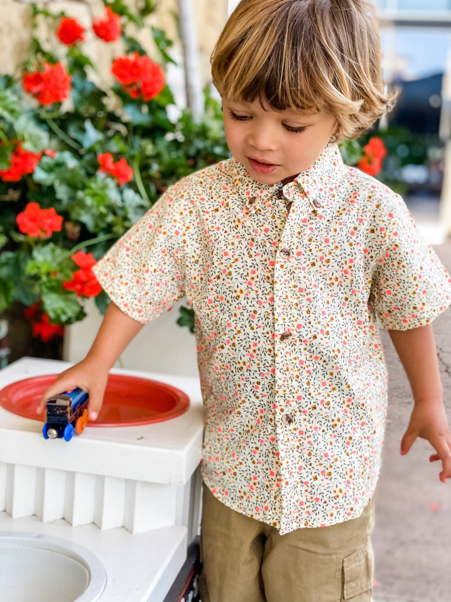 Spring Pansy Boys Button Down - Mack & Harvie