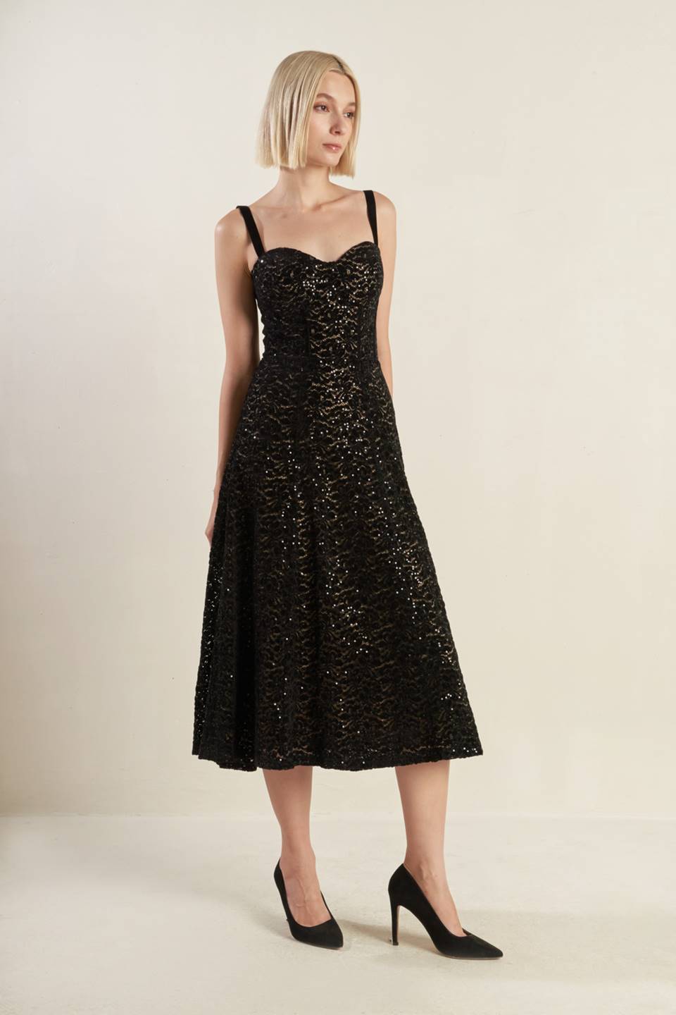 STAPLE MOMENT WOVEN LACE MIDI DRESS - Mack & Harvie