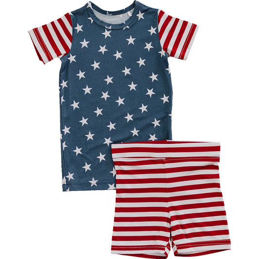 Stars + Stripes Bamboo Cozy Short Set - Mack & Harvie