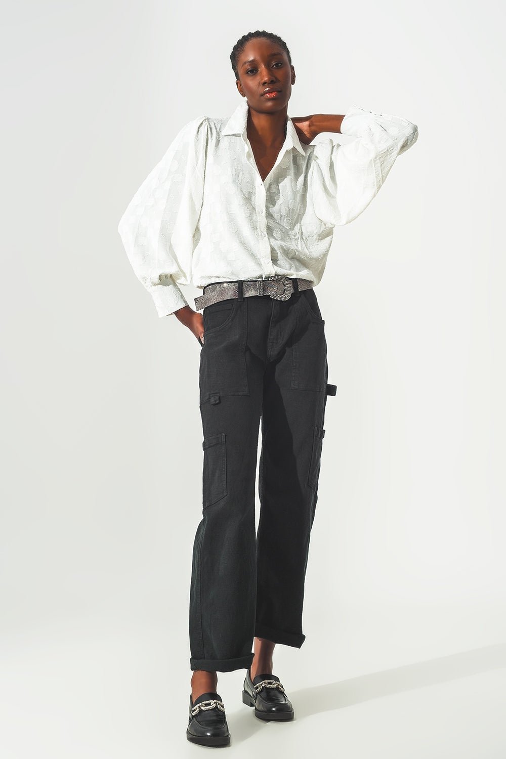 Straight Leg Cargo Pants in Black - Mack & Harvie