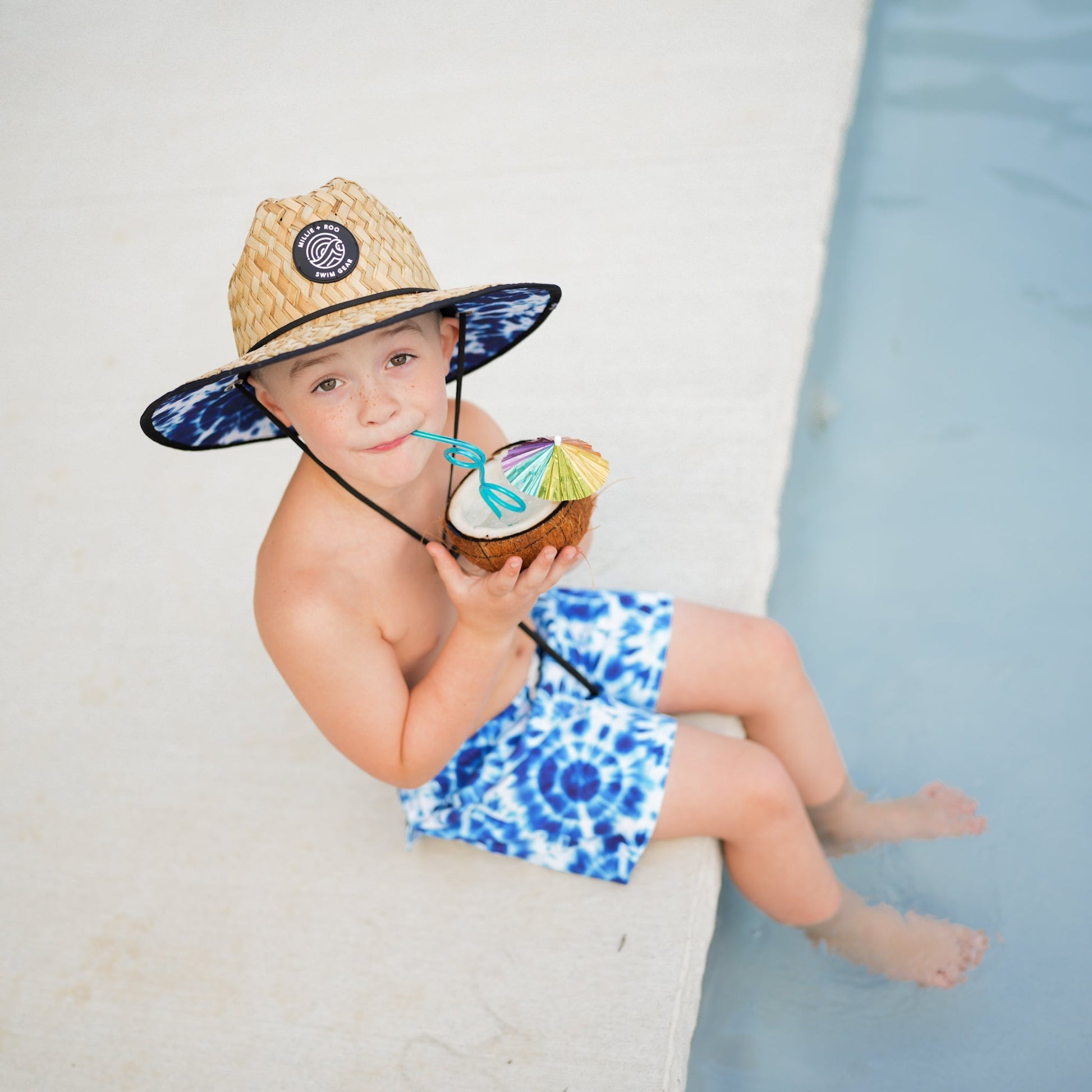 Straw Hat - Blue Tie Dye - Mack & Harvie