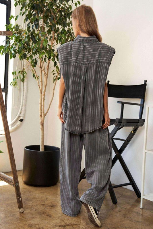 Stripe Button Down Shirt and Long Pants Set - Mack & Harvie