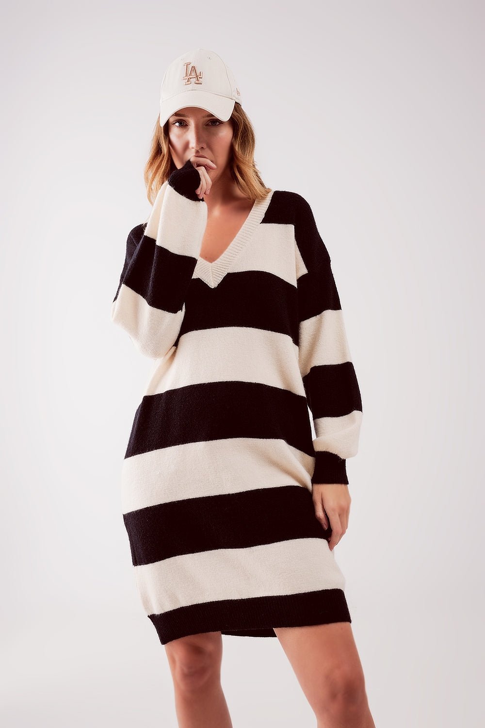 Stripe Jumper Dress in Black - Mack & Harvie