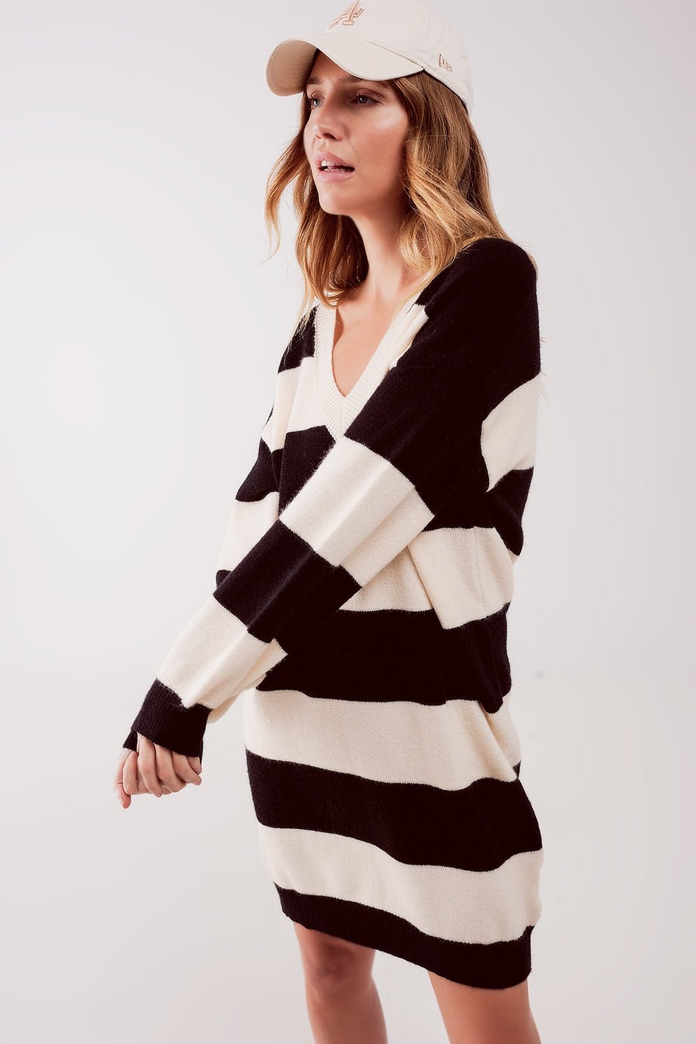 Stripe Jumper Dress in Black - Mack & Harvie