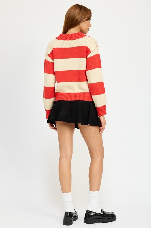 STRIPED COLLARED SWEATER TOP - Mack & Harvie