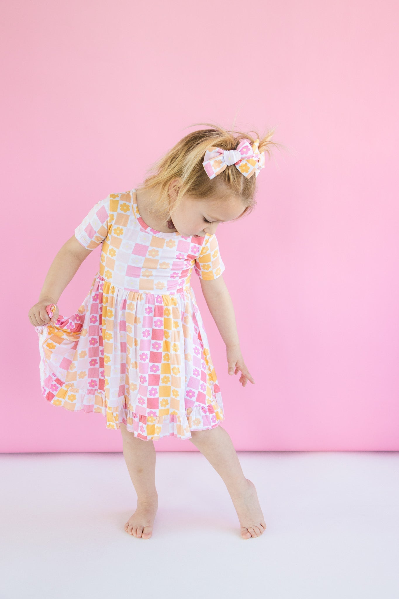 SUMMER SUNSET CHECKERS DREAM RUFFLE DRESS - Mack & Harvie