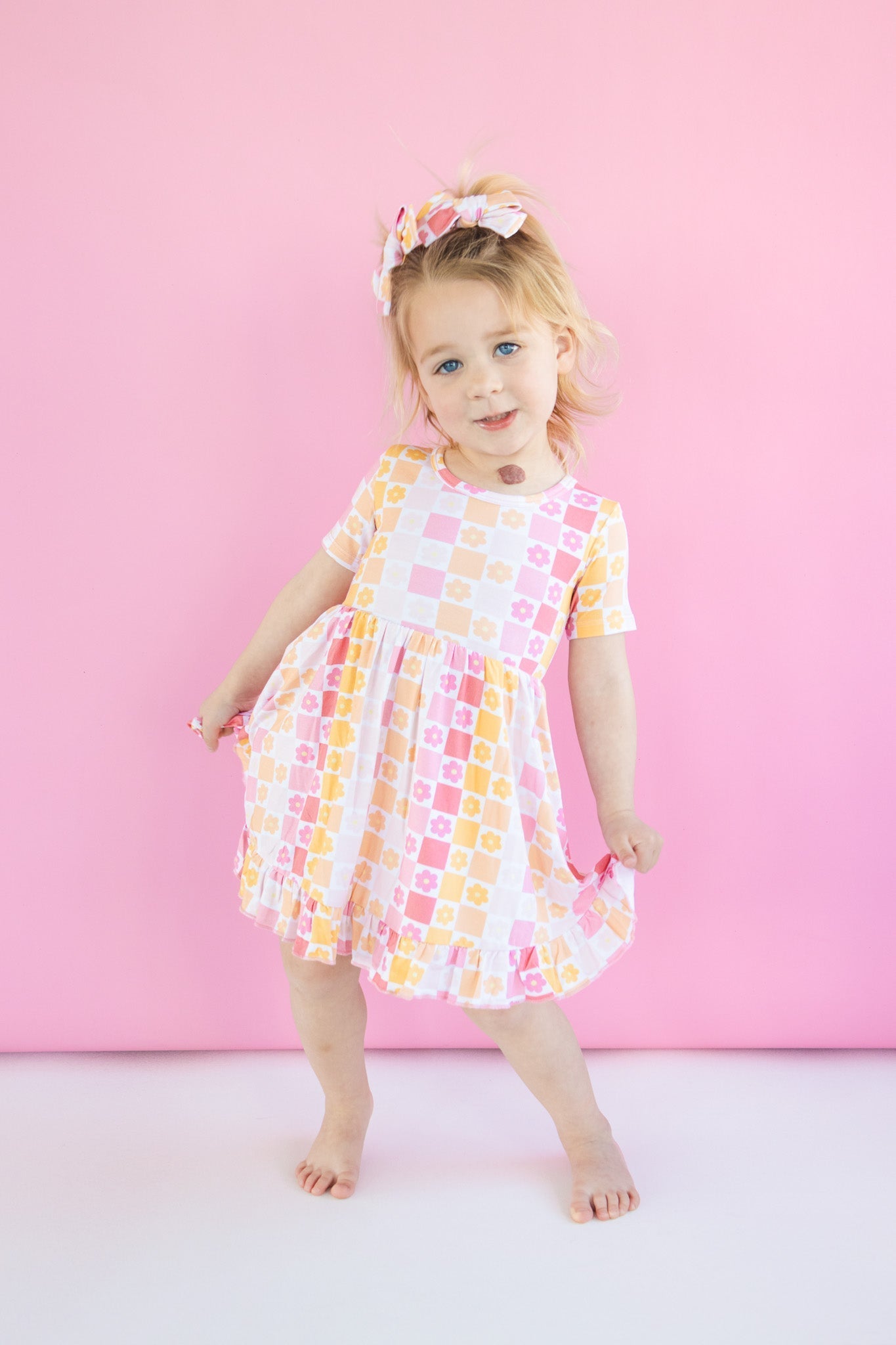 SUMMER SUNSET CHECKERS DREAM RUFFLE DRESS - Mack & Harvie