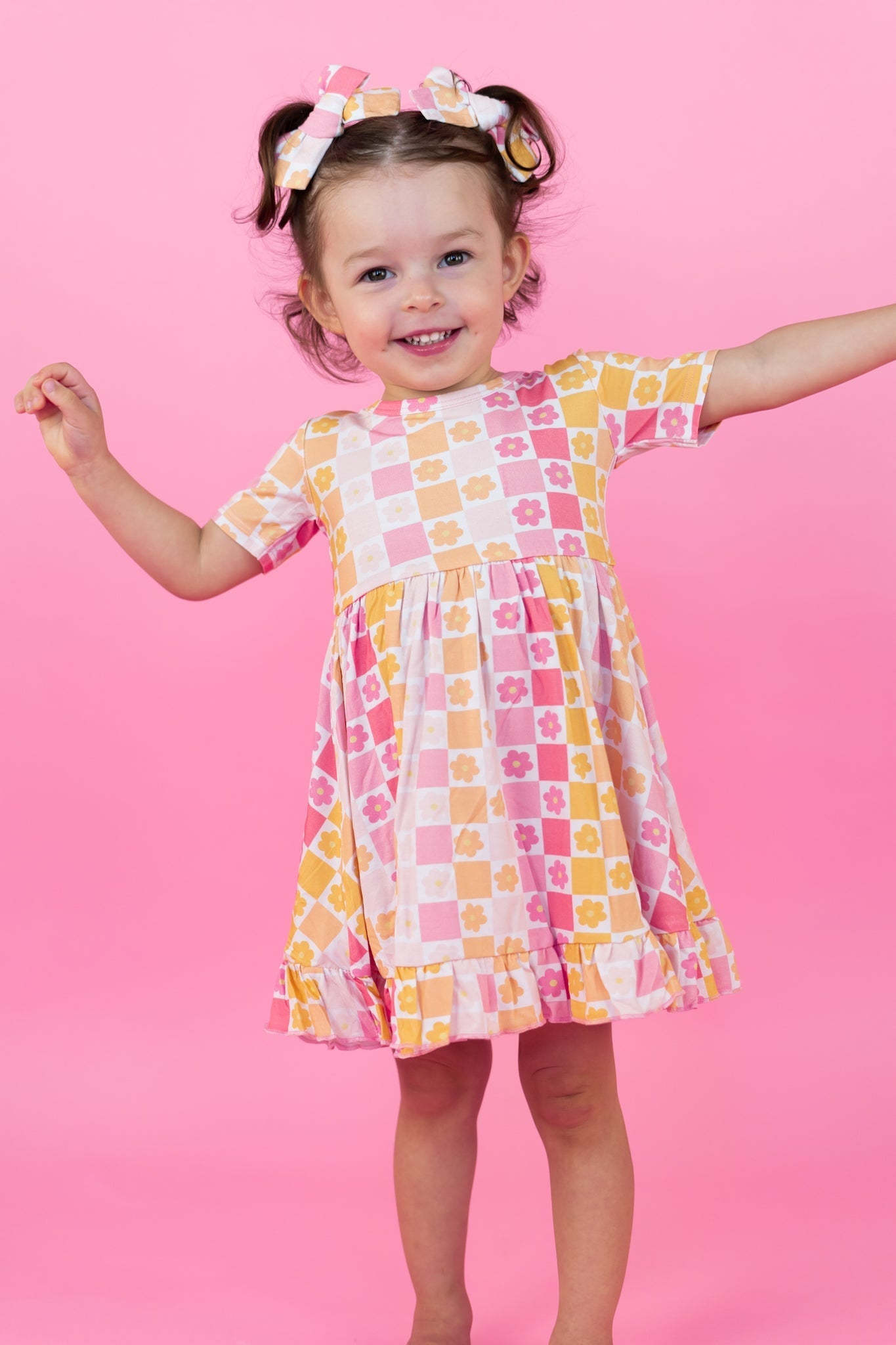 SUMMER SUNSET CHECKERS DREAM RUFFLE DRESS - Mack & Harvie