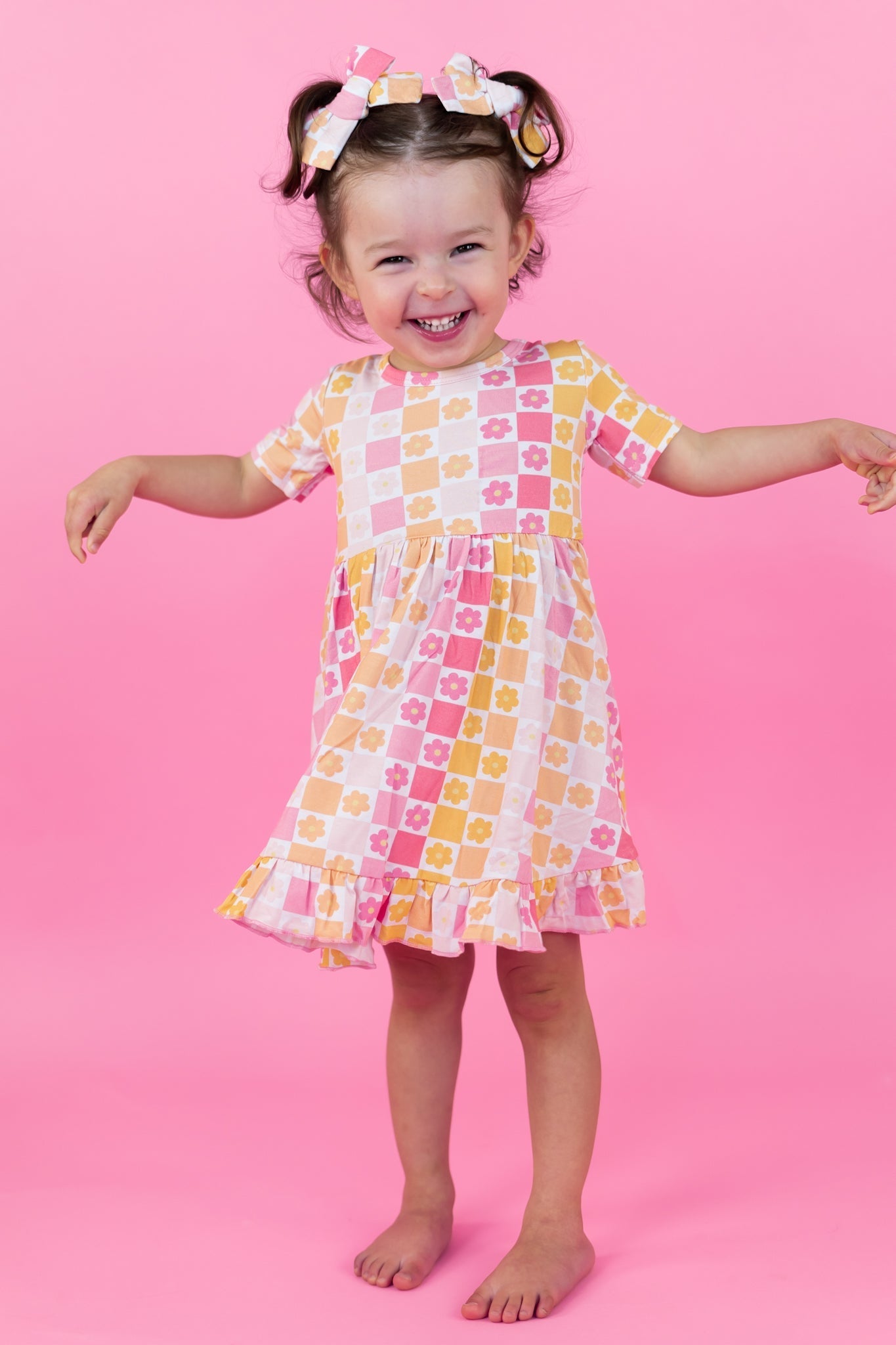 SUMMER SUNSET CHECKERS DREAM RUFFLE DRESS - Mack & Harvie