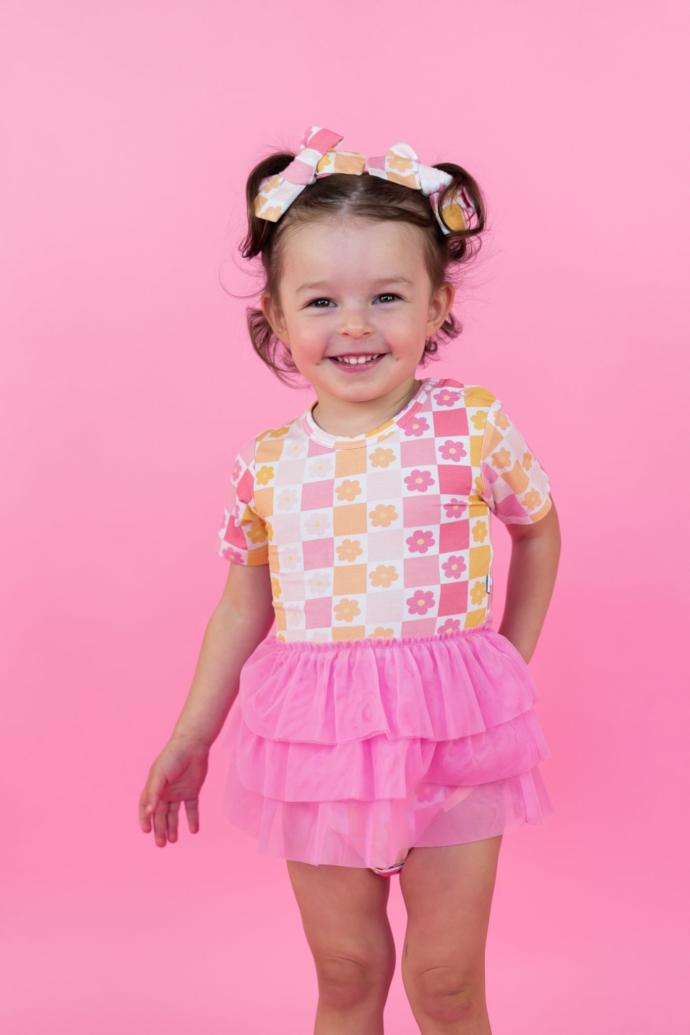 SUMMER SUNSET CHECKERS DREAM TUTU BODYSUIT DRESS - Mack & Harvie