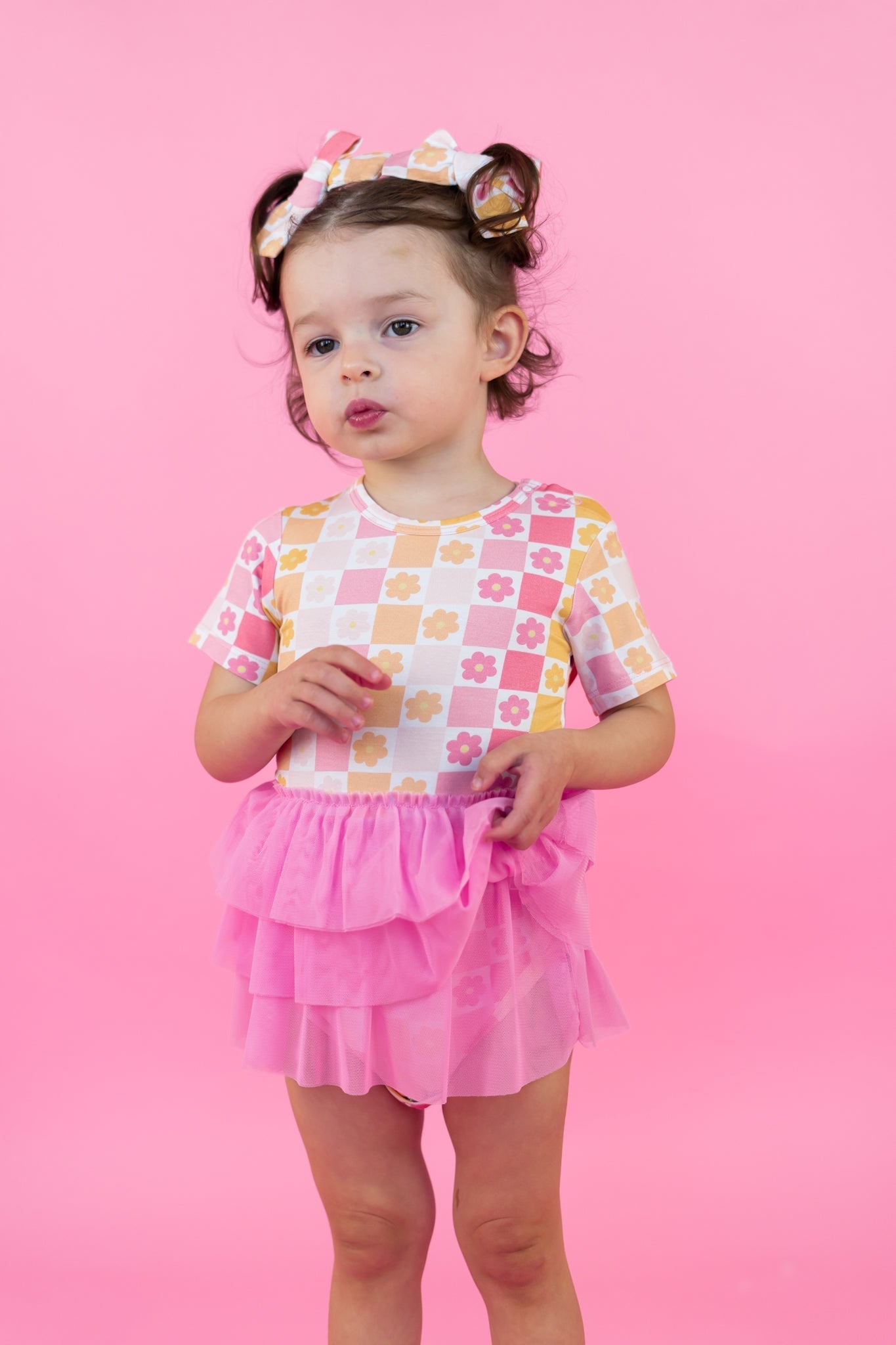 SUMMER SUNSET CHECKERS DREAM TUTU BODYSUIT DRESS - Mack & Harvie