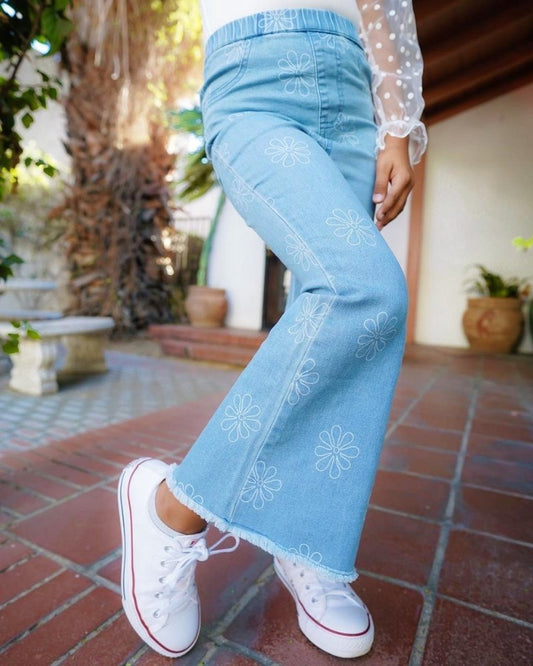 Sutton Bell Bottoms - Light Blue Floral - Mack & Harvie