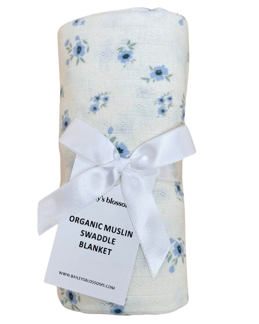 Swaddle Blanket - Blue Floral - Mack & Harvie