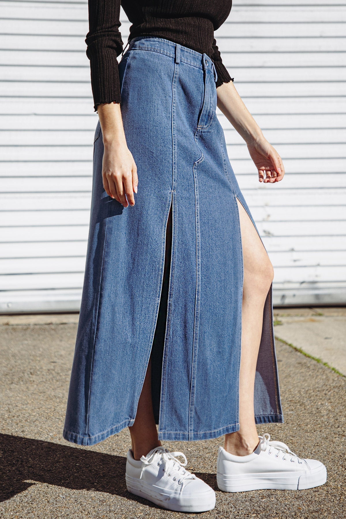 SWEET TALKING DENIM MIDI SKIRT Mack Harvie