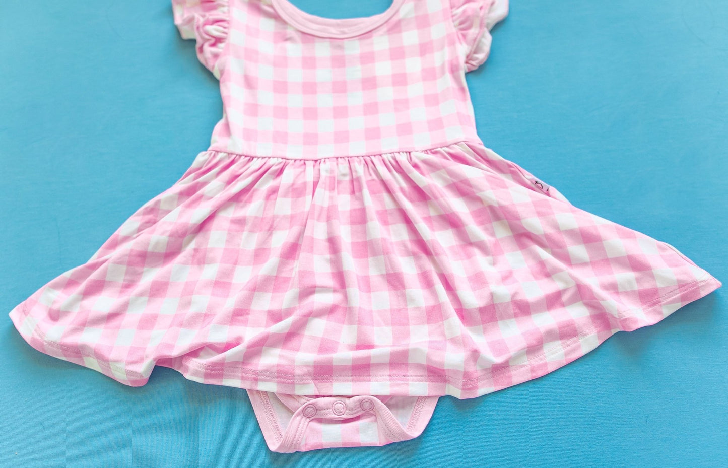 TAFFY PINK GINGHAM DREAM BODYSUIT DRESS - Mack & Harvie