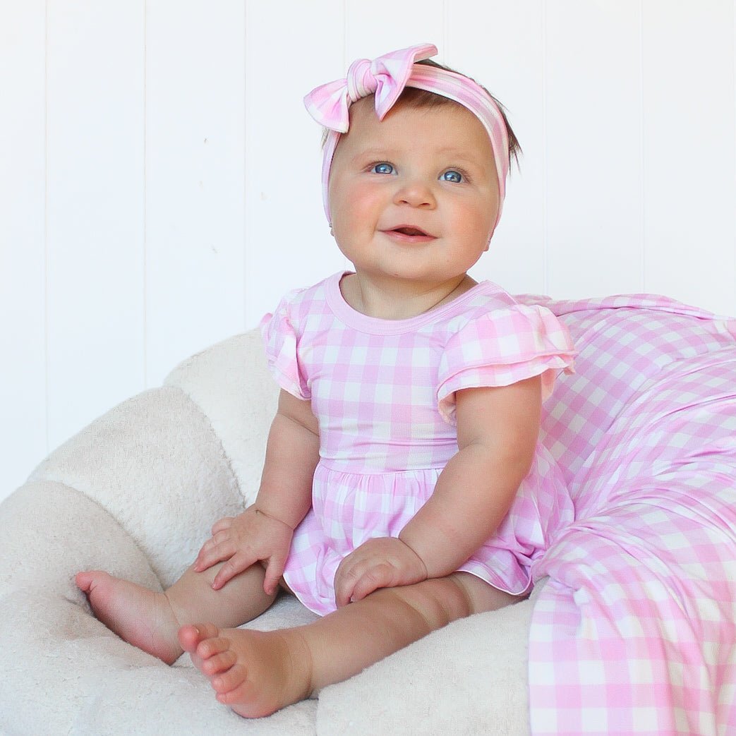 TAFFY PINK GINGHAM DREAM BODYSUIT DRESS - Mack & Harvie