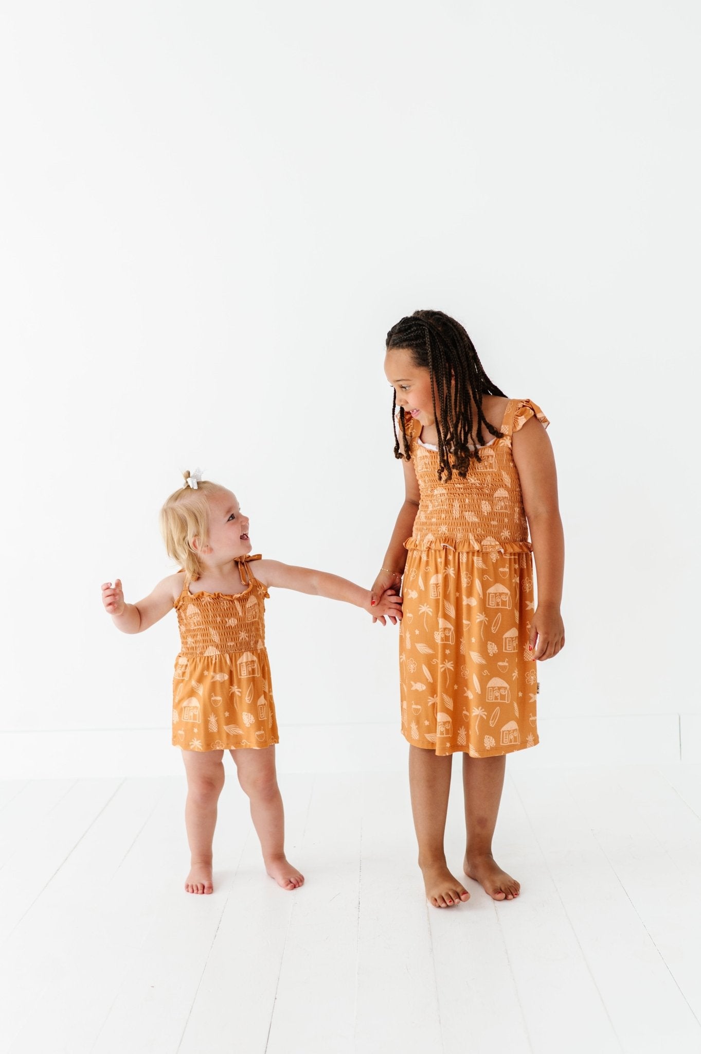 Tan Beach Smocked Romper Dress - Mack & Harvie