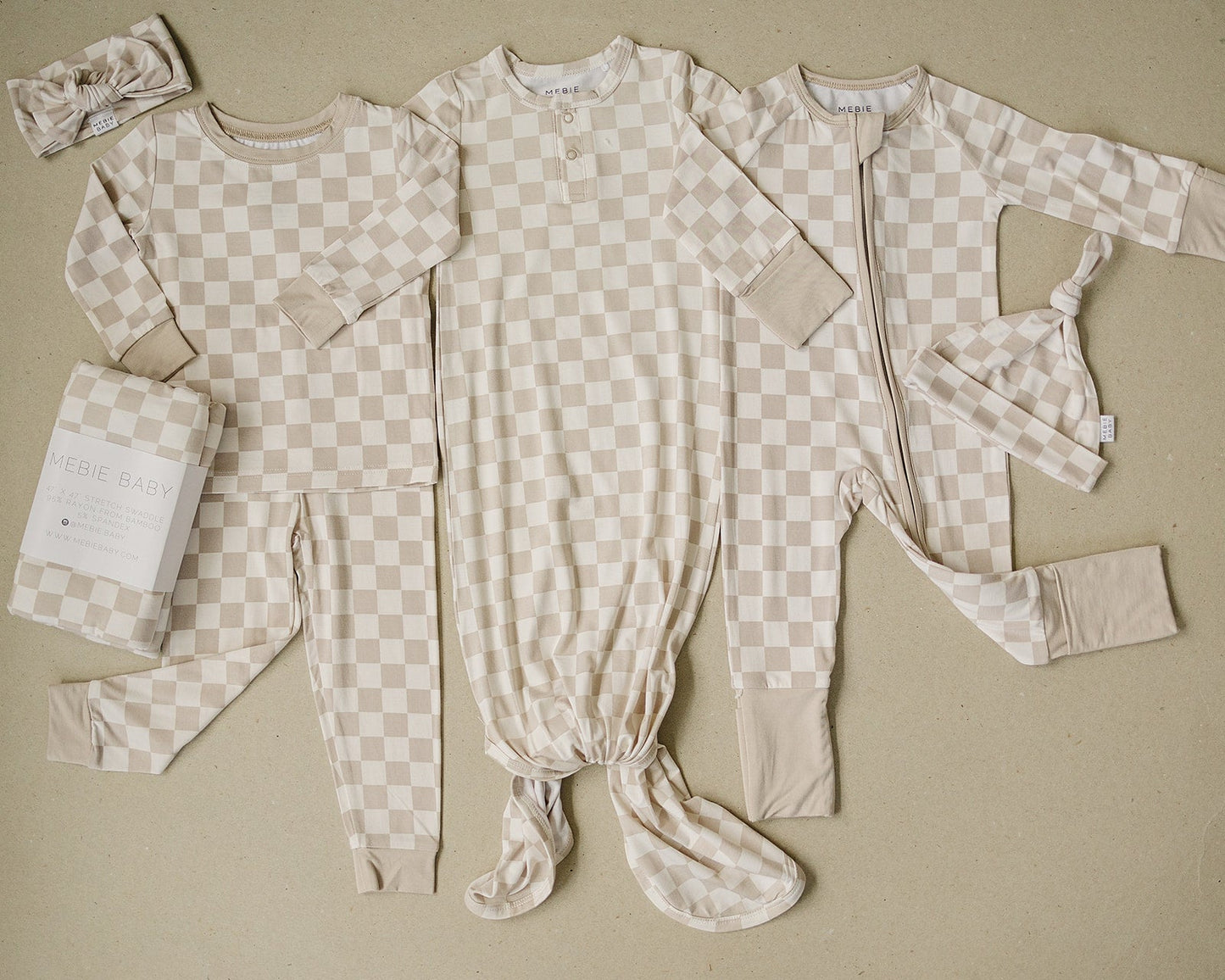 Taupe Checkered Bamboo Cozy Set - Mack & Harvie