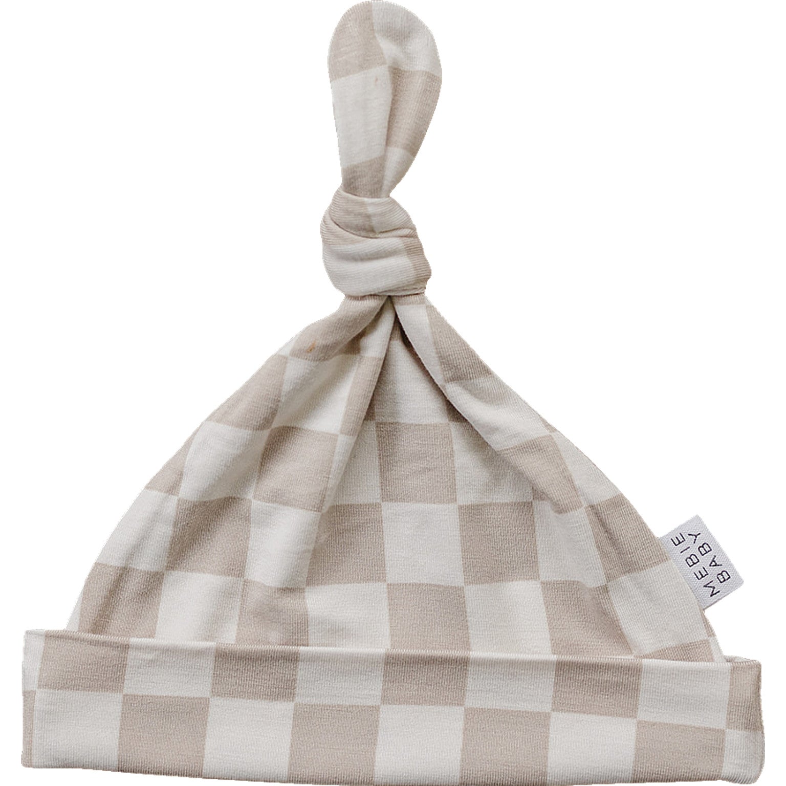 Taupe Checkered Bamboo Newborn Knot Hat - Mack & Harvie