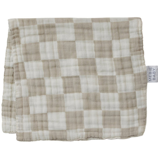 Taupe Checkered Muslin Burp Cloth - Mack & Harvie