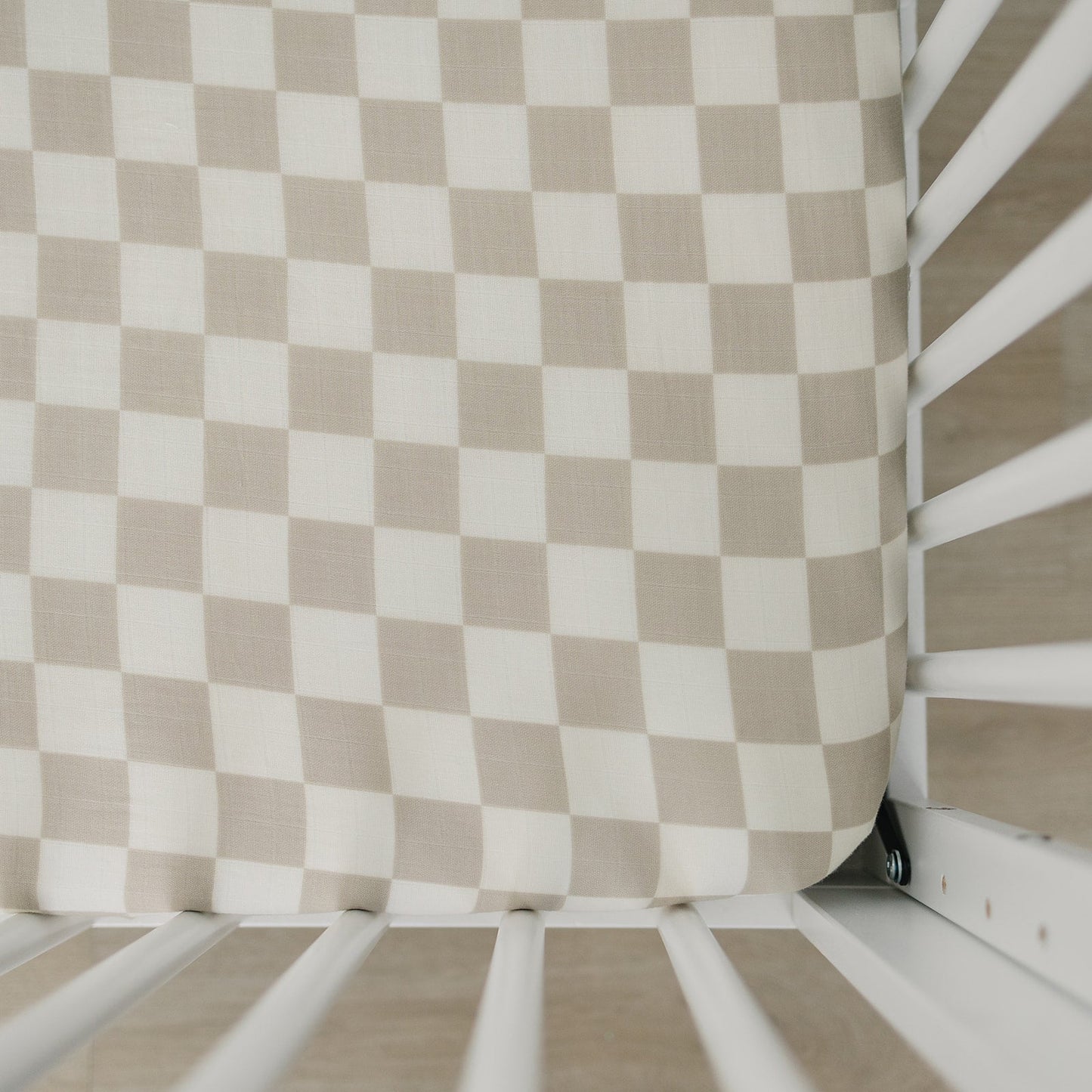 Taupe Checkered Muslin Crib Sheet - Mack & Harvie