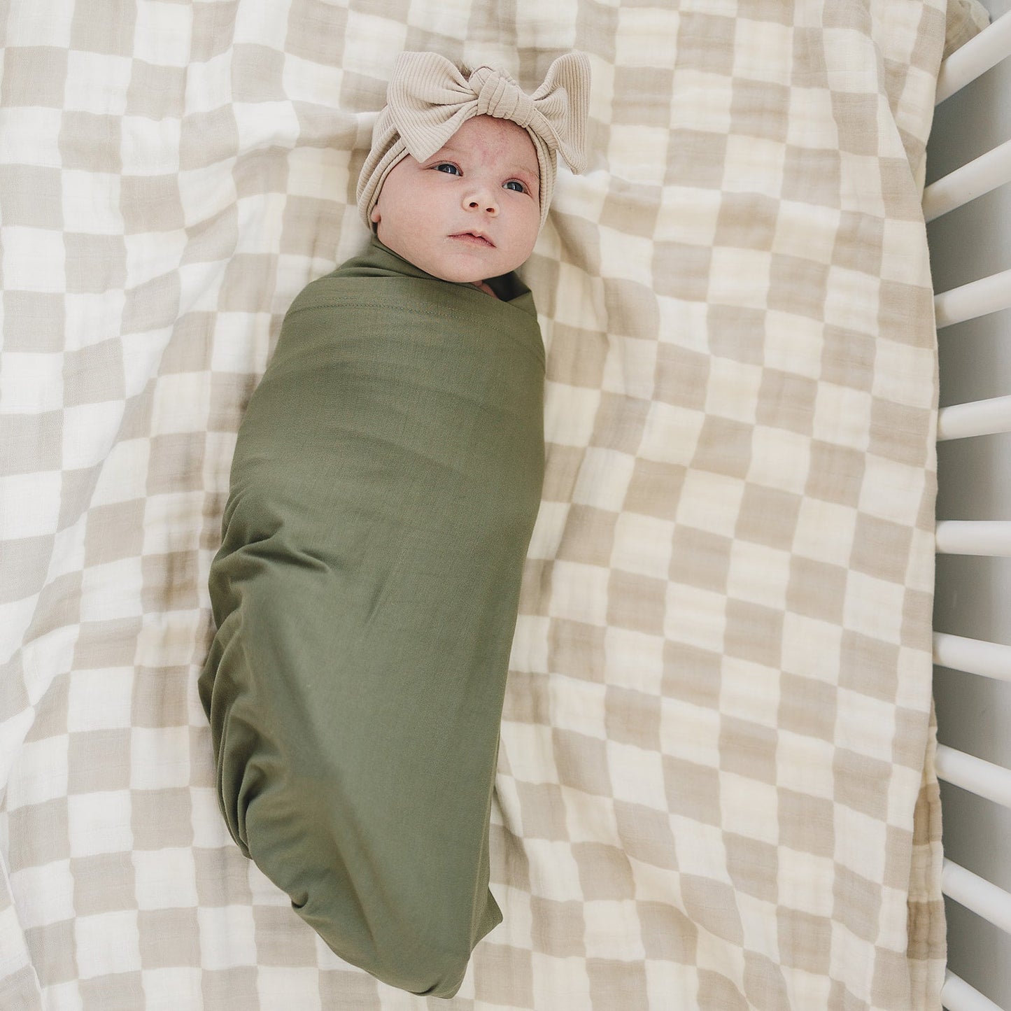 Taupe Checkered Muslin Quilt - Mack & Harvie