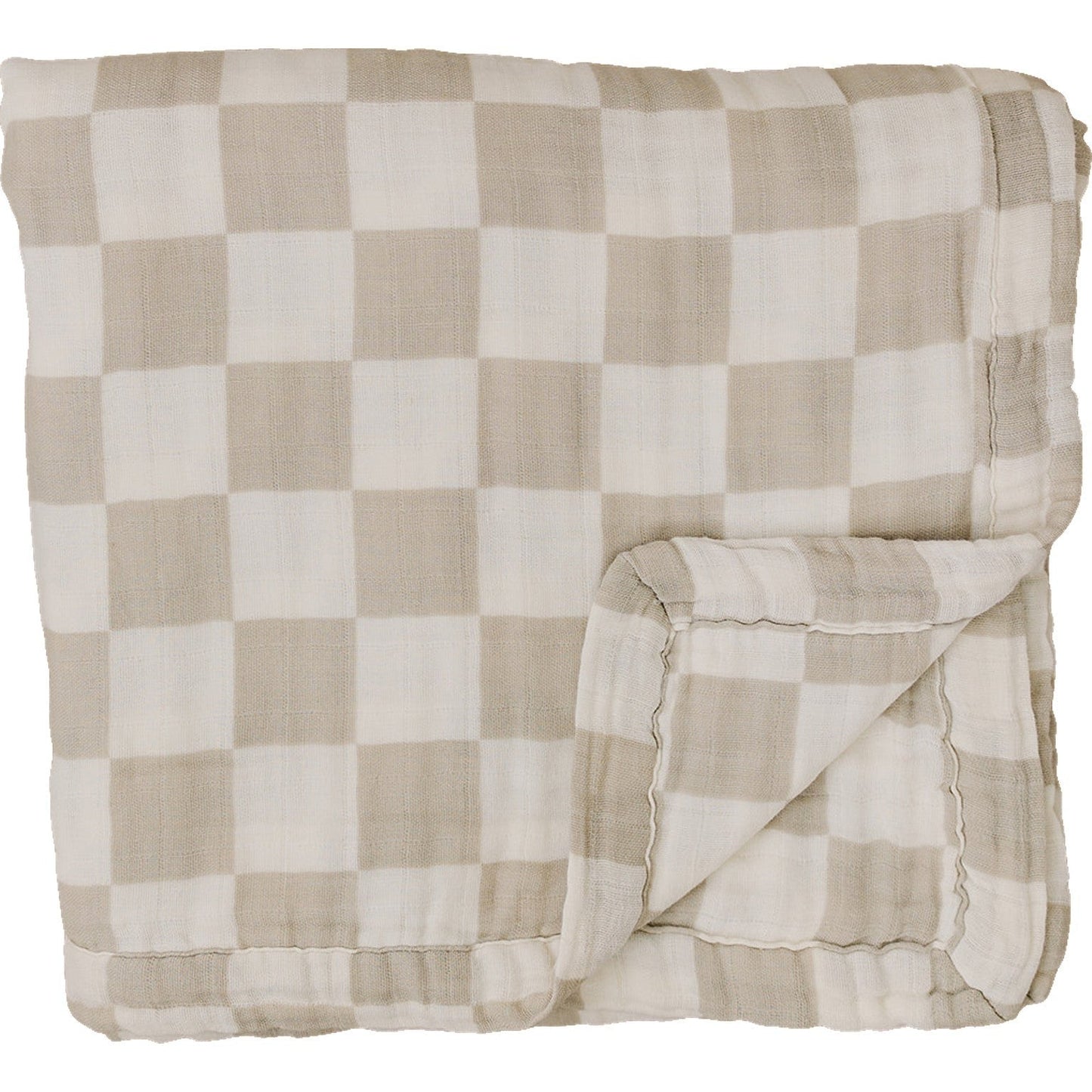 Taupe Checkered Muslin Quilt - Mack & Harvie