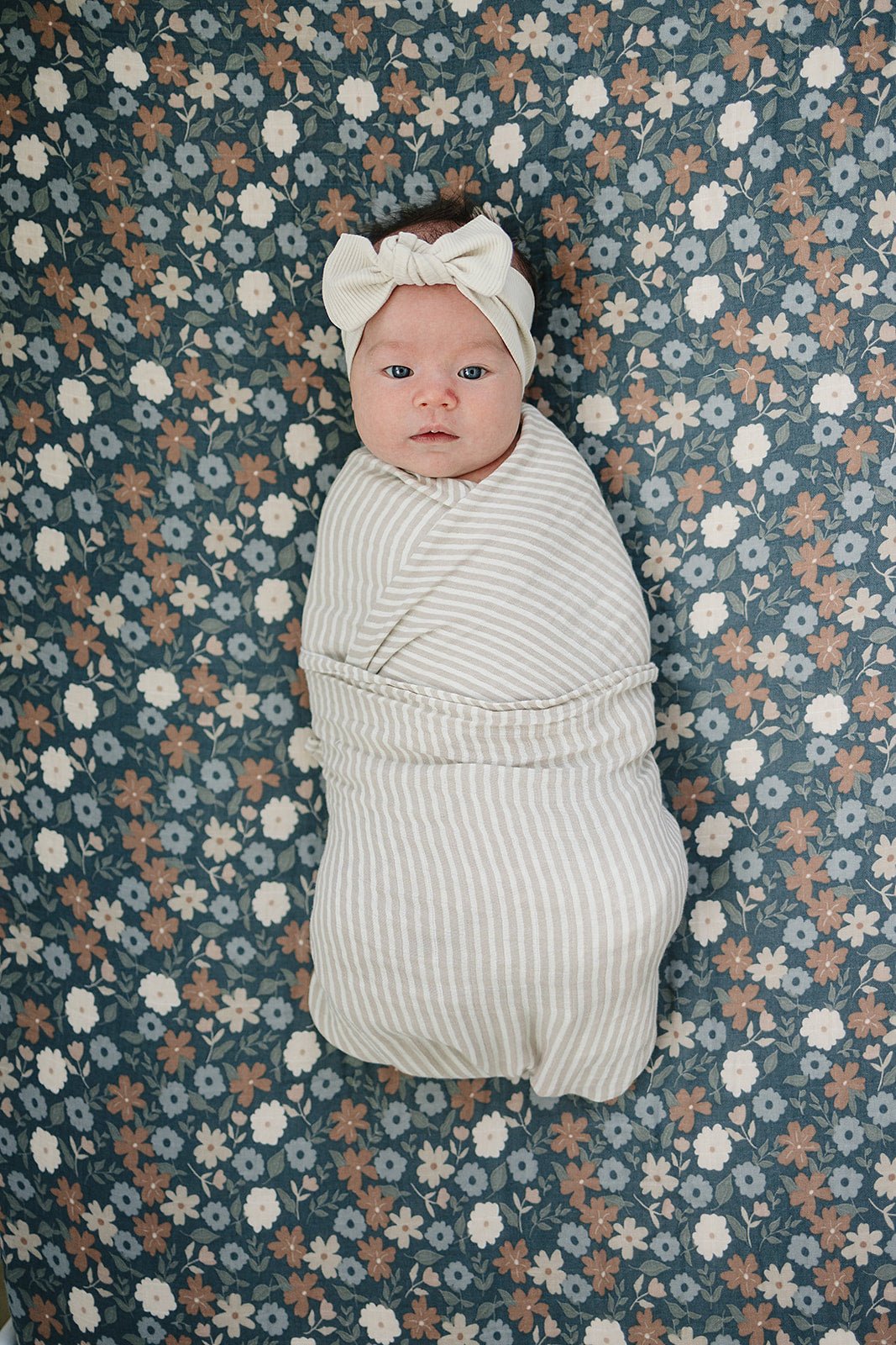 Taupe Stripe Muslin Swaddle Blanket - Mack & Harvie