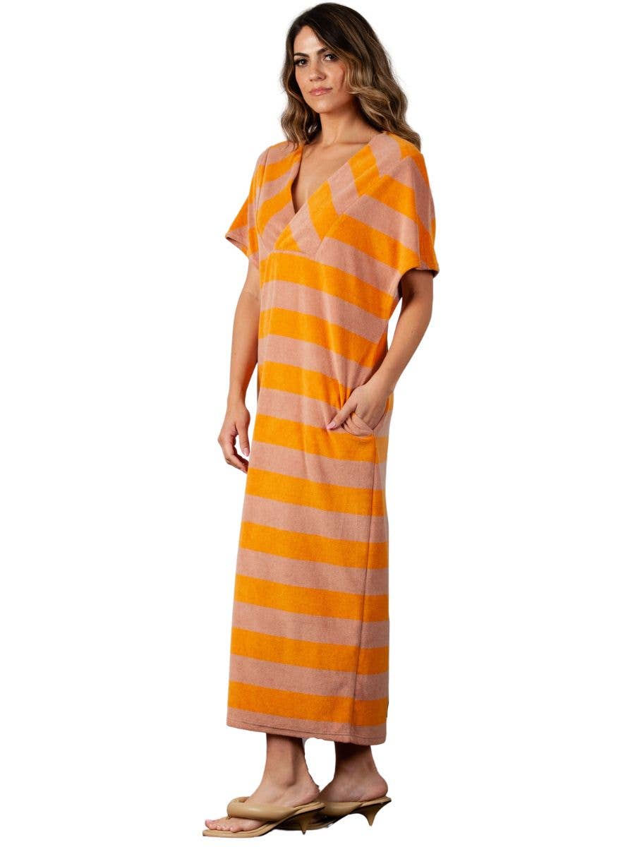 TERRY CLOTH MAXI DRESS - MUST STRIPE - Mack & Harvie