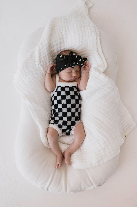 Terry Tank Bodysuit | Black & White Checkerboard - Mack & Harvie