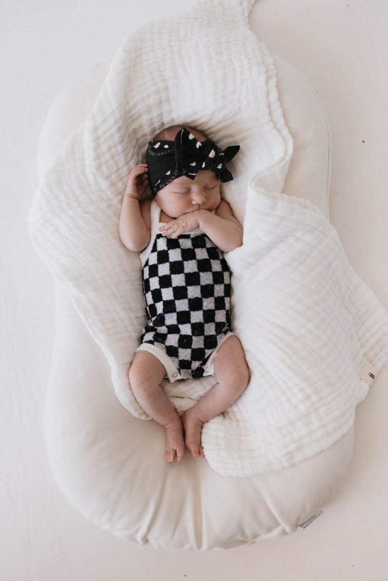 Terry Tank Bodysuit | Black & White Checkerboard - Mack & Harvie