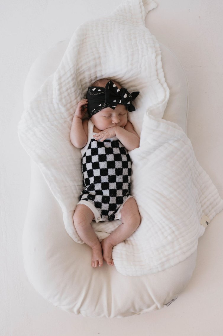 Terry Tank Bodysuit | Black & White Checkerboard - Mack & Harvie