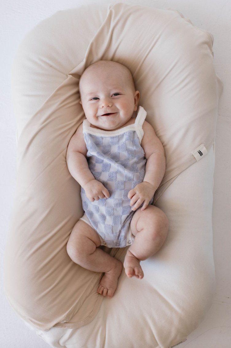 Terry Tank Bodysuit | Periwinkle Blue Checkerboard - Mack & Harvie