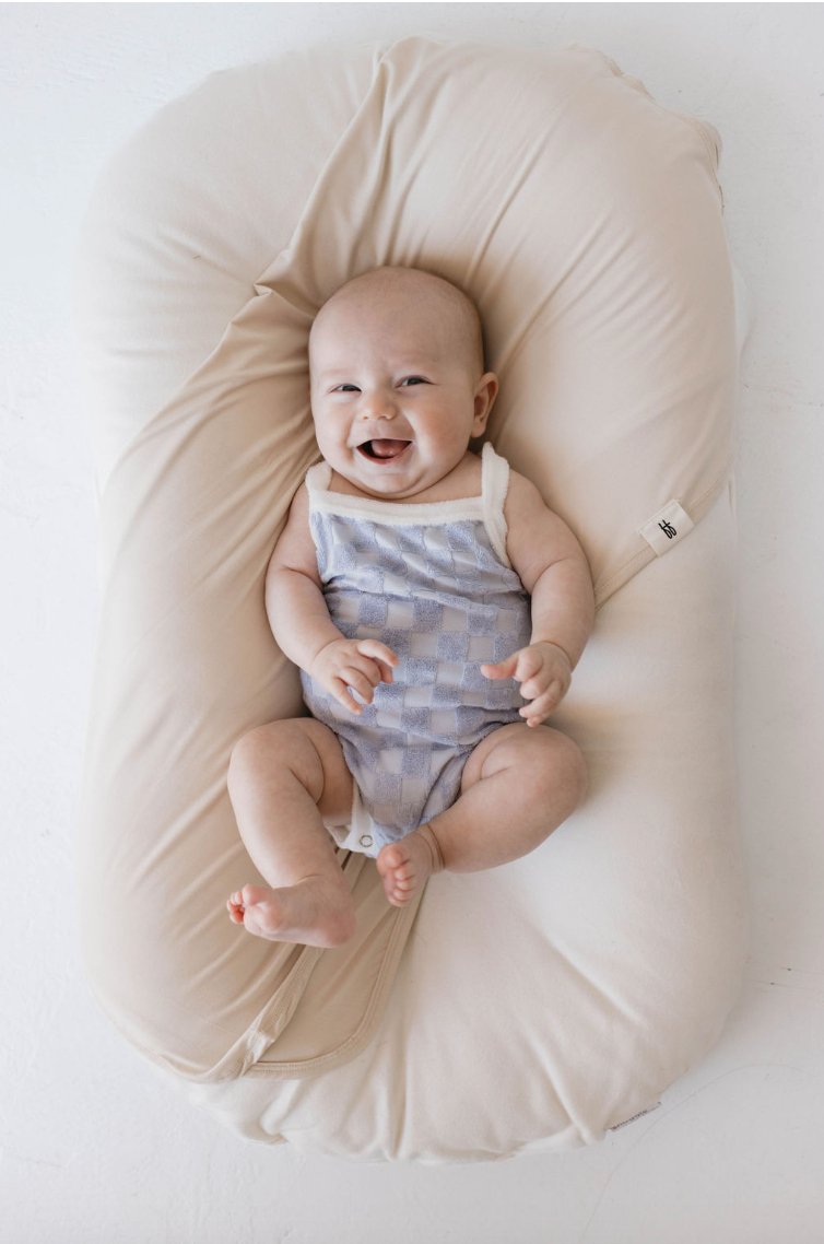 Terry Tank Bodysuit | Periwinkle Blue Checkerboard - Mack & Harvie