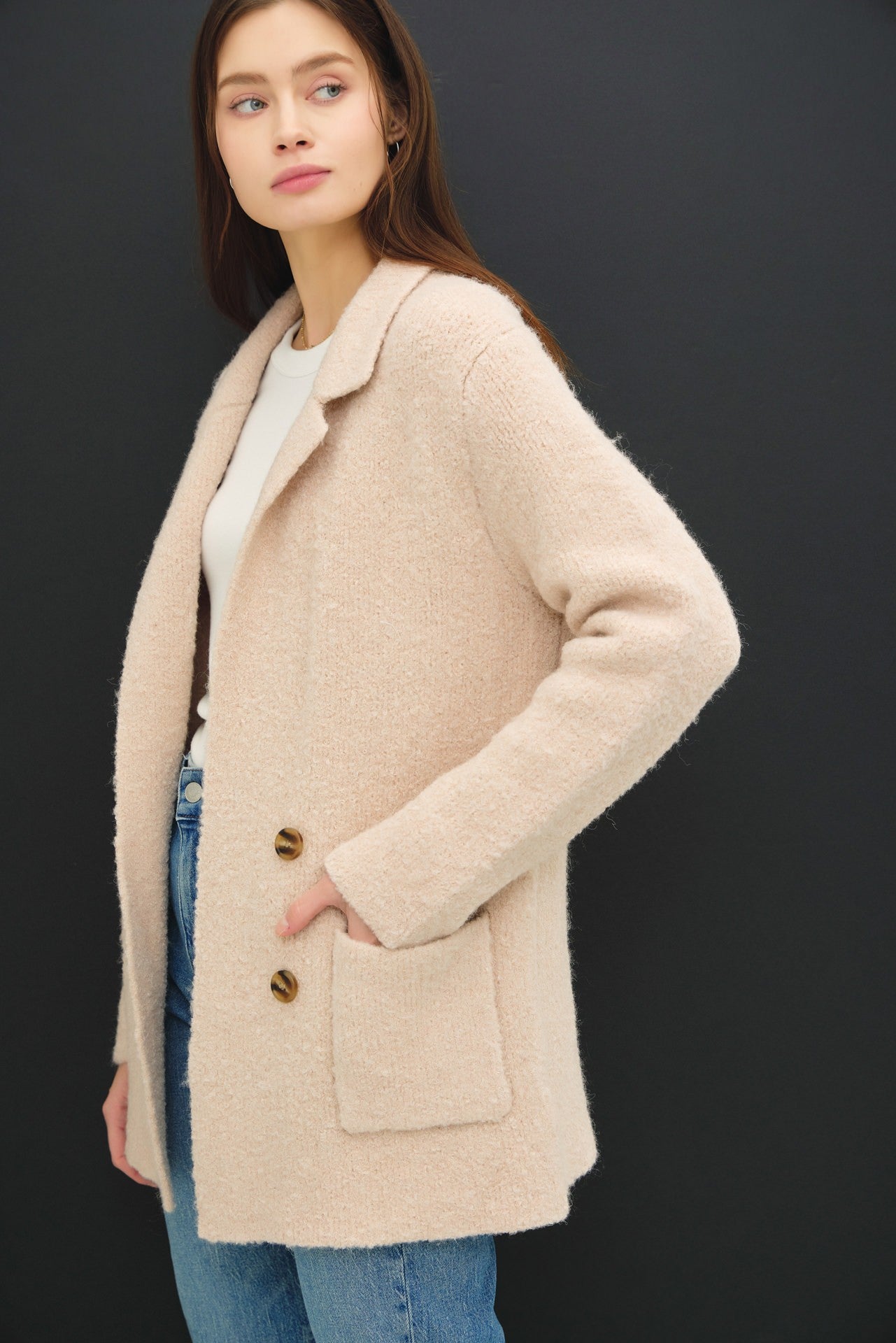 Textured Double - Breasted Coat with Pockets - Mack & Harvie