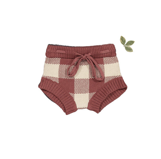 The Gingham Knit Bloomer - Rosewood - Mack & Harvie