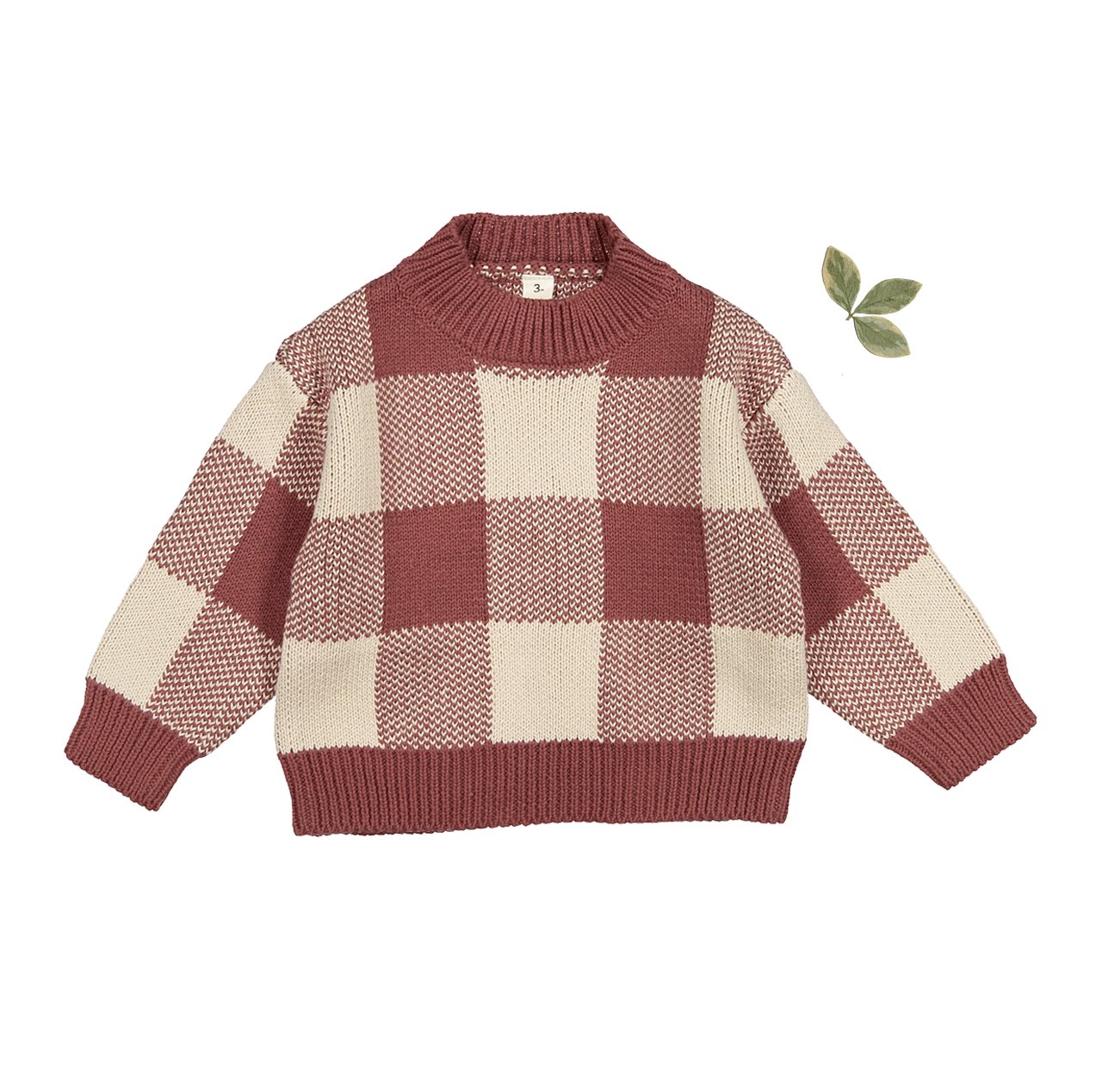 The Gingham Knit Sweater - Rosewood - Mack & Harvie